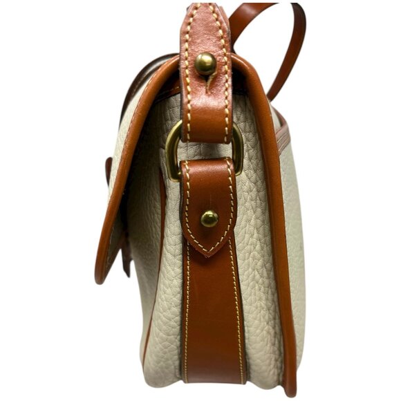 Vintage Dooney & Bourke Cream British Tan AWL Equestrian Crossbody Saddle Bag - Picture 9 of 14
